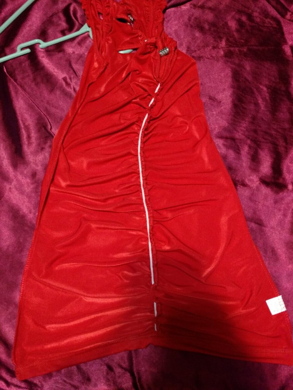 Red Bodycon Ruched Minidress Small/Medium/Large - Picture 4 of 6